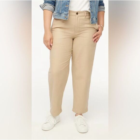 J. Crew Pants - J. CREW | NWT Light Khaki Tan Camp Cotton Pant Textured Ankle Straight | Size 16